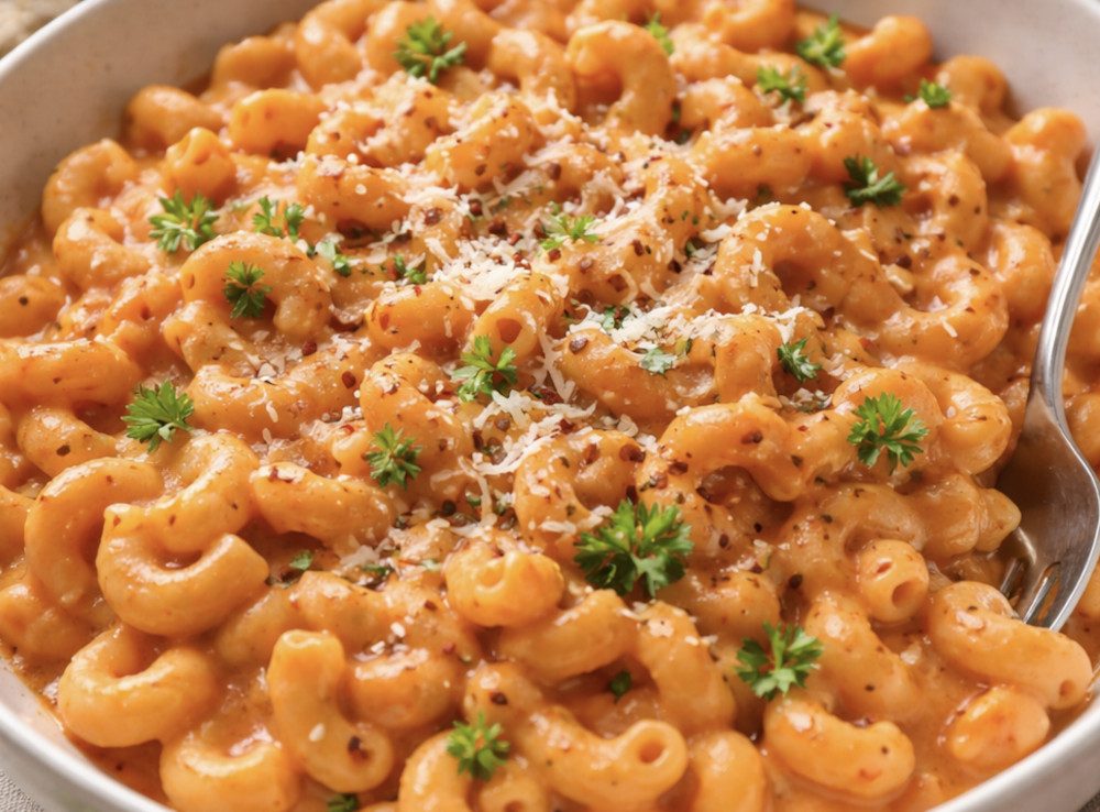 Macaronis sauce crémeuse tomate carotte