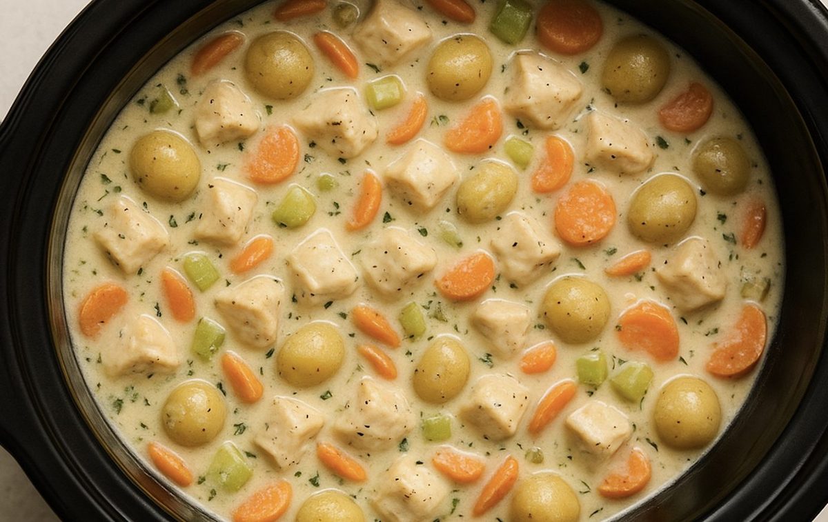 Mijoté de poulet et légumes dans une sauce crémeuse