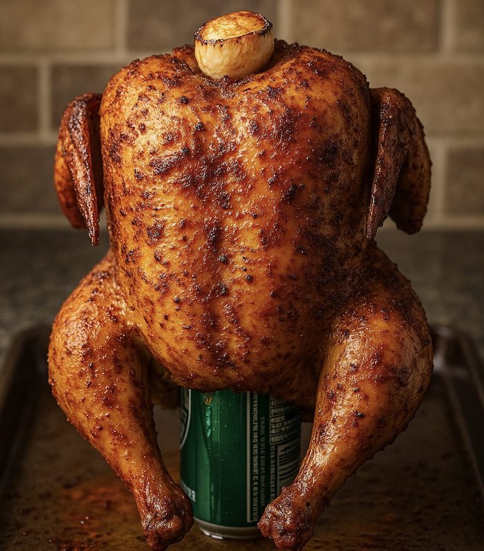 Poulet rôti sur cannette de bière