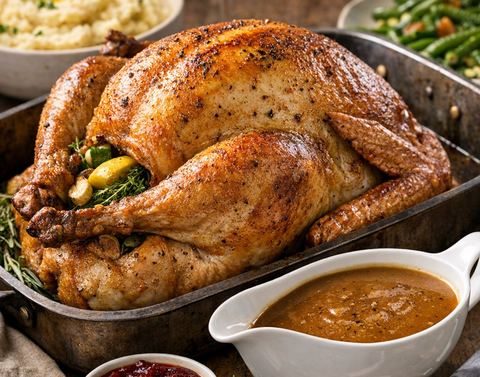 Dinde rôtie classique et sauce express 