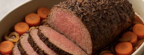Rôti de bœuf à l’oignon et carottes
